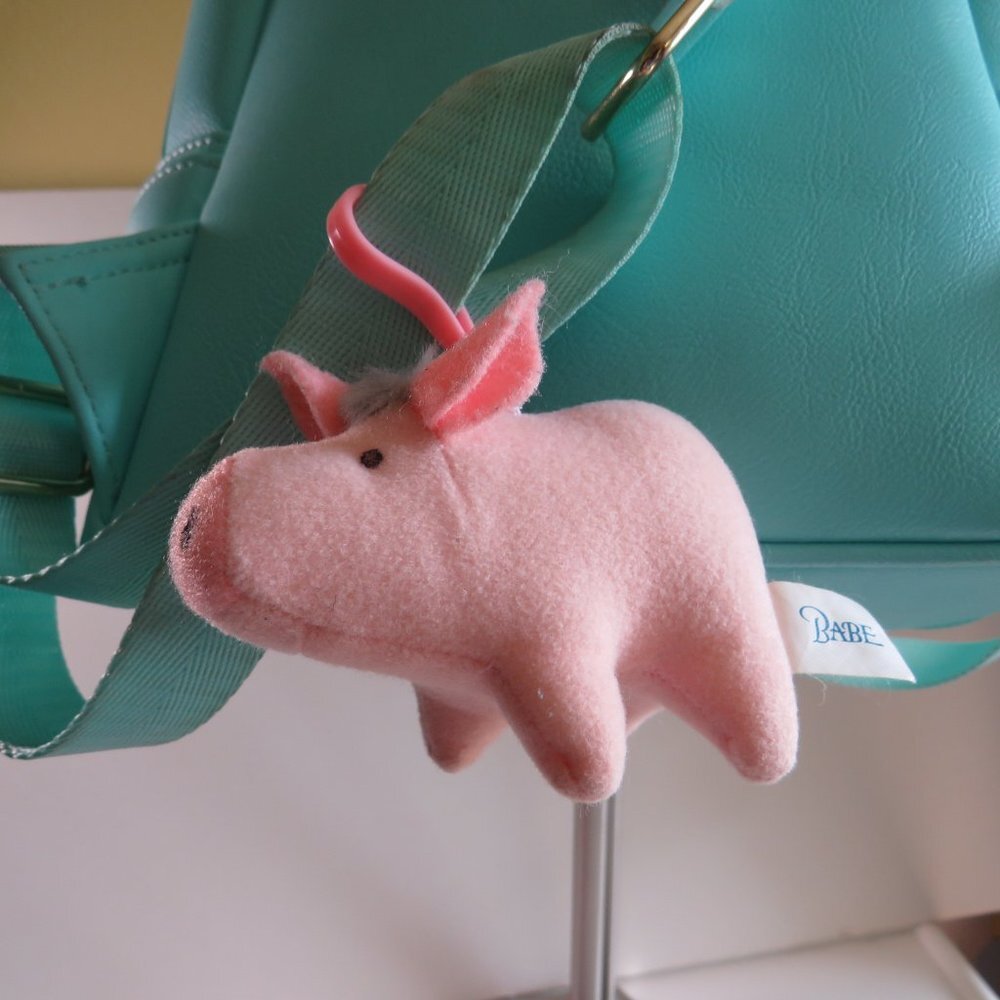 Pink Pig BACKPACK CLIP plush mini farm stuffed animal